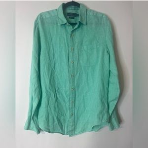 COPY - Vineyard Vines Men's Button Down Linen Light Green Made In Italy Size Me…
